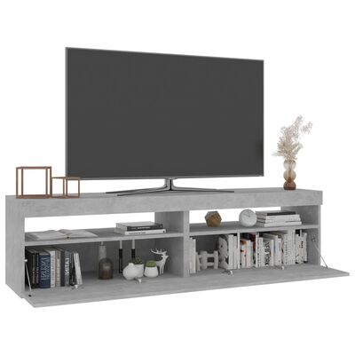 vidaXL Comode TV cu lumini LED, 2 buc., gri beton, 75x35x40 cm