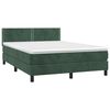 vidaXL Pat box spring cu saltea, verde &icirc;nchis, 140x190 cm, catifea