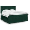 vidaXL Pat box spring cu saltea, verde &icirc;nchis, 200x200 cm, catifea