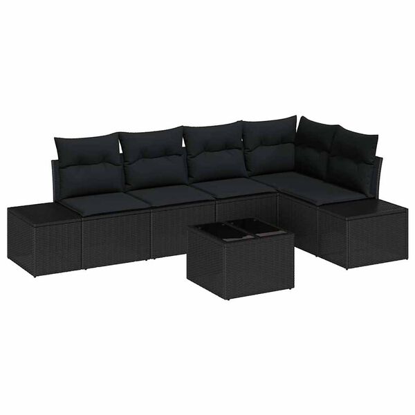 vidaXL Set de canapele pentru grădină cu pernă 6 pcs Negru