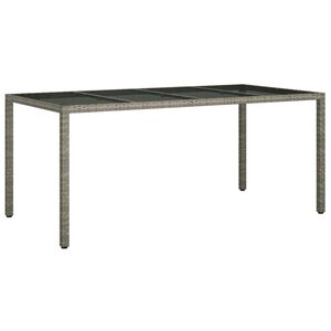 vidaXL Masă de grădină,gri,190x90x75cm sticlă securizată și poliratan