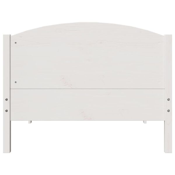 vidaXL Cadru pat fără saltea, alb, 100x200 cm, lemn masiv pin