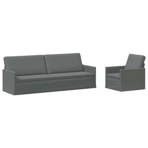 vidaXL Set de canapea 2 pcs Gri &icirc;nchis Țesătură