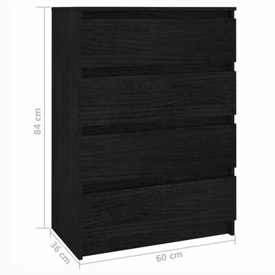 vidaXL Dulap lateral, negru, 60x36x84 cm, lemn masiv de pin