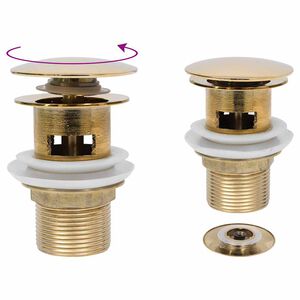 vidaXL Ventil scurgere push, funcție de preaplin, auriu 6,4x6,4x9,1 cm