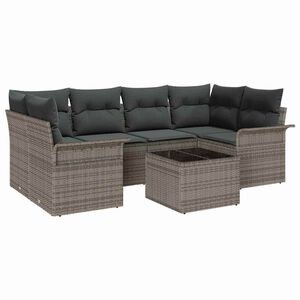 vidaXL Set de canapele pentru grădină 7 pcs Gri Rattan poli