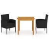 vidaXL Set mobilier de grădină, 3 piese, negru