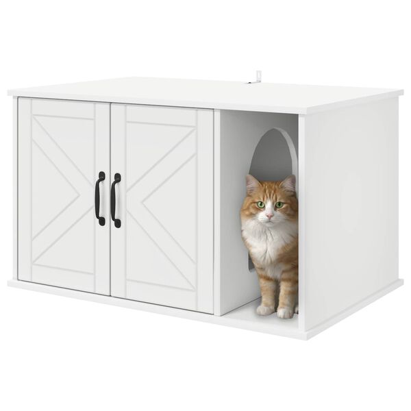 vidaXL Casa pentru pisici Alb 85 x 55 x 50 cm Lemn compozit