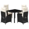 vidaXL Set mobilier de grădină cu perne, 5 piese, negru, poliratan