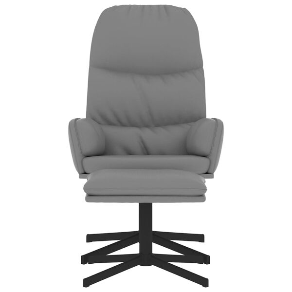 vidaXL Scaun relaxare cu taburet, gri &icirc;nchis, piele ecologică
