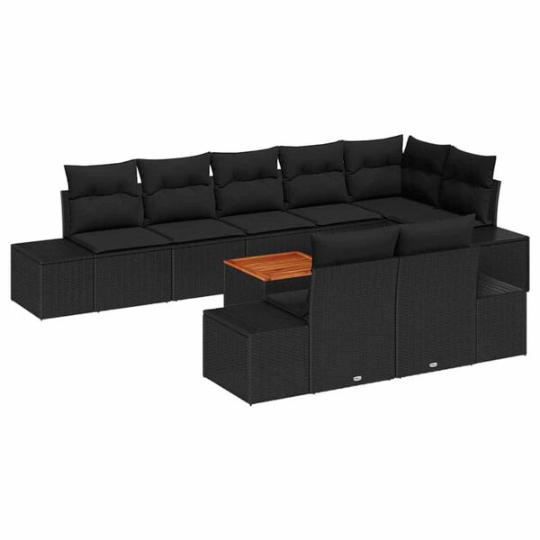vidaXL Set de canapele pentru grădină 9 pcs Negru