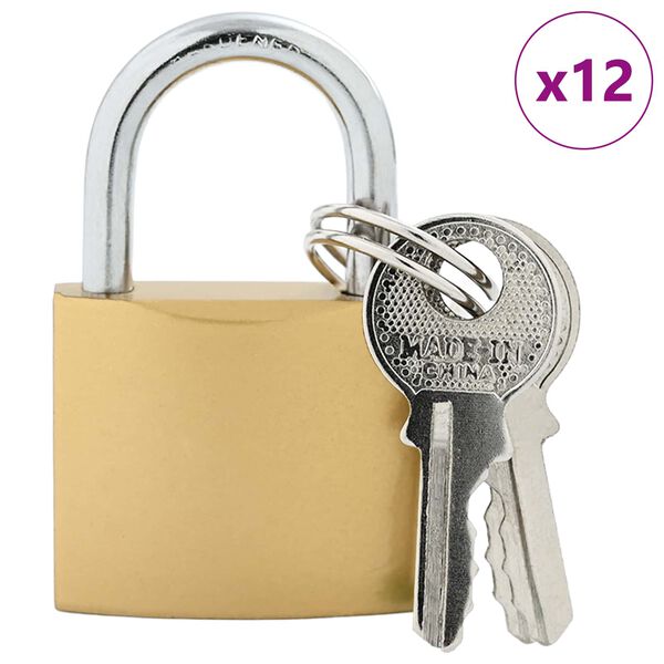 vidaXL U Lock cu Chei 12 pcs Alamă Fier