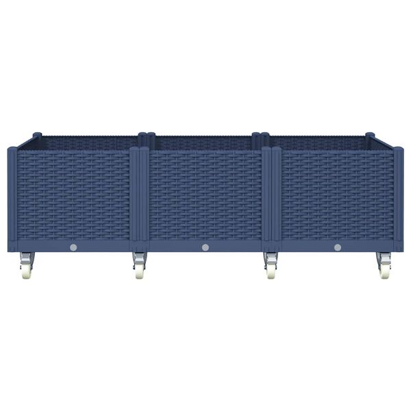 vidaXL Jardinieră de grădină cu picioare, albastru gri, 150x80x54 cm, PP