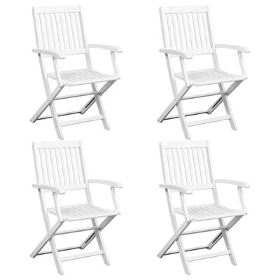 vidaXL Set mobilier de exterior, 5 piese, alb, lemn masiv de acacia
