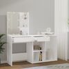 vidaXL Măsuță de toaletă cu LED și dulap, alb lucios, lemn prelucrat