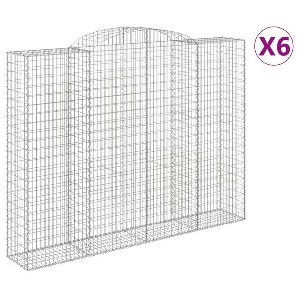 vidaXL Coșuri gabion arcuite, 6 buc, 300x50x220/240cm, fier galvanizat