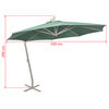 vidaXL Umbrelă de soare suspendată 350 cm, st&acirc;lp de aluminiu, verde