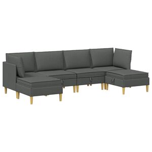 vidaXL Set de canapea modulară cu spațiu de stocare 6 buc. Gri &icirc;nchis