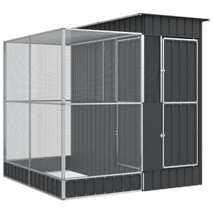 vidaXL Volieră cu extensie argintie 209x203x216 cm oțel