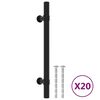 vidaXL M&acirc;nere de dulap, 20 buc., negru, 128 mm, oțel inoxidabil