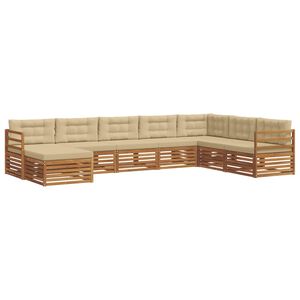 vidaXL Seturi de canapele 8 pcs Natural și Bej Lemn Solid de Acacia