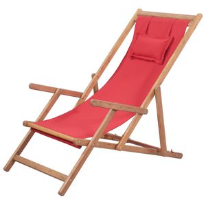 vidaXL Scaun pliabil din material textil și cadru din lemn, roșu