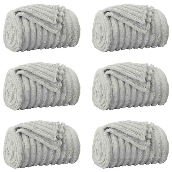 vidaXL Pături de aruncat 6 pcs Gri 150 x 130 cm Molton