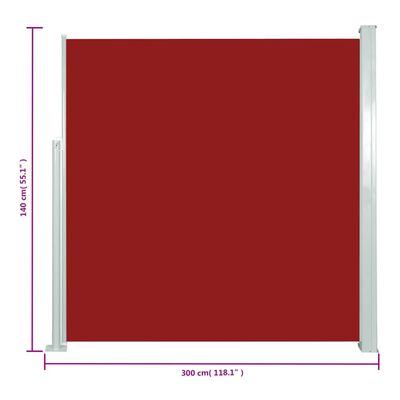 vidaXL Copertină laterală retractabilă de terasă, roșu, 140x300 cm