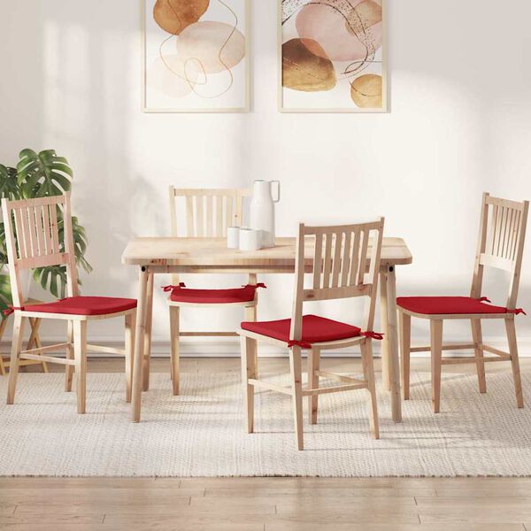 vidaXL Perne de Șezut 4 pcs Roșu 40 x 40 x 3 cm țesătură