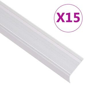 vidaXL Profile trepte &icirc;n formă de L, 15 buc, argintiu, 90 cm, aluminiu