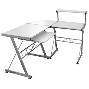 vidaXL Birou de computer colțar, alb, 132x112x99 cm, lemn prelucrat