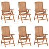 vidaXL Scaune de grădină rabatabile cu perne 6 buc., lemn masiv de tec