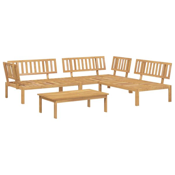vidaXL Set de canapea cu pernă Simplu 4 pcs Bej Lemn Solid de Acacia