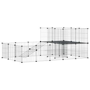 vidaXL Cușcă animale de companie cu ușă 36 panouri negru 175x105x70 cm oțel