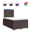 vidaXL Pat box spring cu saltea, maro &icirc;nchis, 120x200 cm, textil
