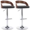 vidaXL Scaune de bar 2 buc. gri &icirc;nchis, material textil & lemn curbat