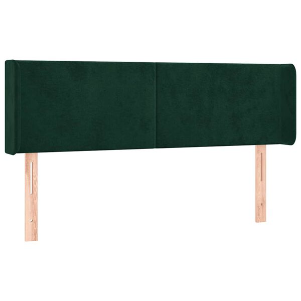 vidaXL Tăblie de pat cu aripioare verde &icirc;nchis 147x16x78/88 cm catifea