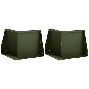 vidaXL Zid de sprijin 2 buc. 50 x 50 x 30 cm Oțel Verde măsliniu
