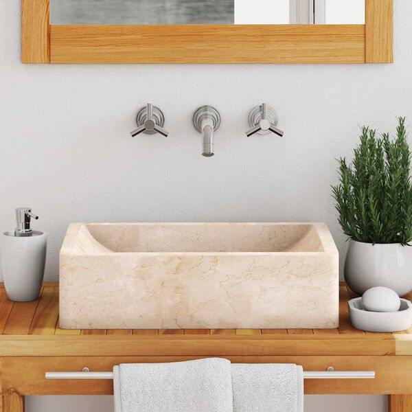 vidaXL Chiuvetă, crem extralucios, 45x30x12 cm, marmură