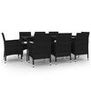 vidaXL Set mobilier de grădină cu perne, 9 piese, poliratan și sticlă