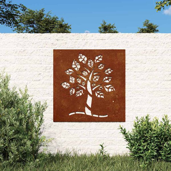 vidaXL Decor perete de grădină 55x55 cm design copac oțel Corten