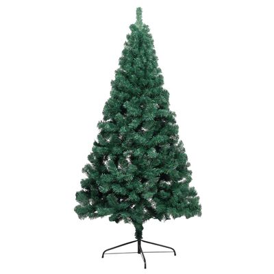 vidaXL Jumătate brad Crăciun pre-iluminat cu suport verde 210 cm PVC