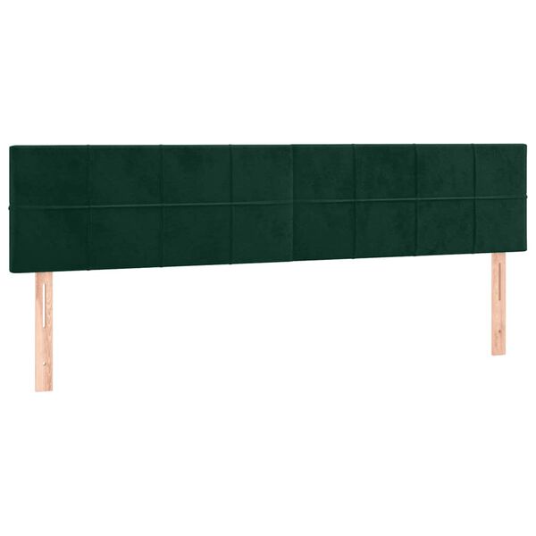 vidaXL Tăblie de pat cu LED, verde &icirc;nchis, 160x5x78/88 cm, catifea