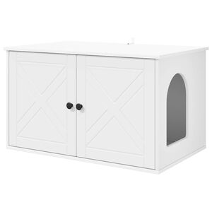 vidaXL Casa pentru pisici Alb 85 x 55 x 50,5 cm Lemn compozit