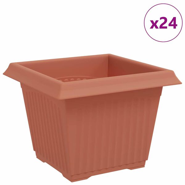 vidaXL Vază pătrată pentru flori 24 pcs Roșu cărămidă Plastic
