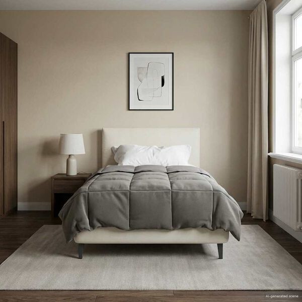 vidaXL Duvet complet pe tot parcursul anului Gri deschis 140 x 200 cm