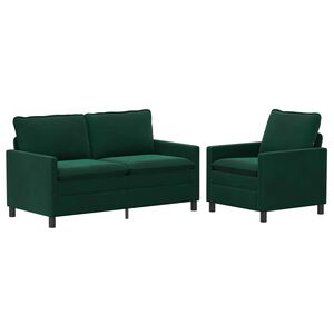 vidaXL Set de canapea 2 buc. Verde &icirc;nchis Catifea