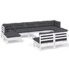 vidaXL Set mobilier de grădină cu perne, 10 piese, alb, llemn de pin