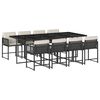 vidaXL Set mobilier de grădină cu perne, 9 piese, negru, poliratan