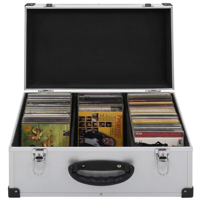 vidaXL Casetă pentru 60 CD-uri, argintiu, aluminiu ABS